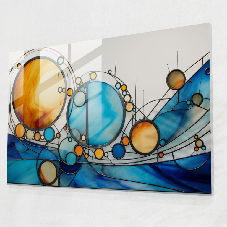 Celestial Harmony Glass Print - Earth, Harmony, Galaxy, Modern Art