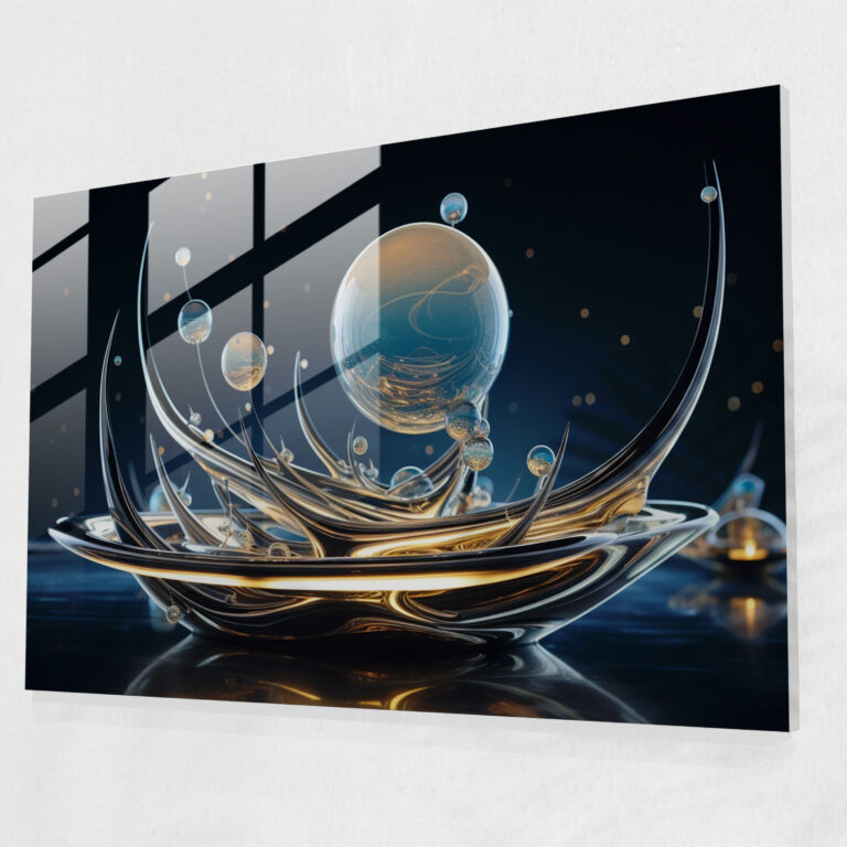 Futuristic Galaxy Glass Print - Earth, Futuristic Elements, Glass Print, Geometric Shapes