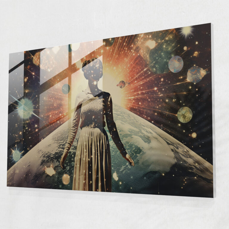 Galaxy Glass Print - Earth, Home Decoration, Cosmic Elements, Glass Print
