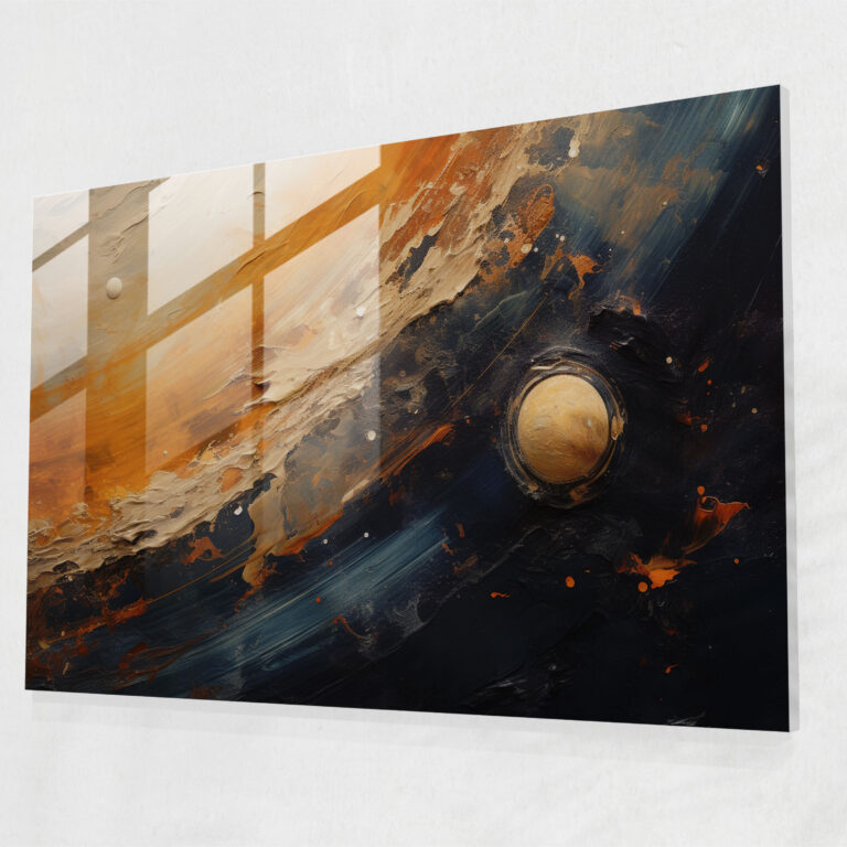 Saturn Impressionistic Glass Print - Earth, Saturn, Abstract, Impressionistic Representation