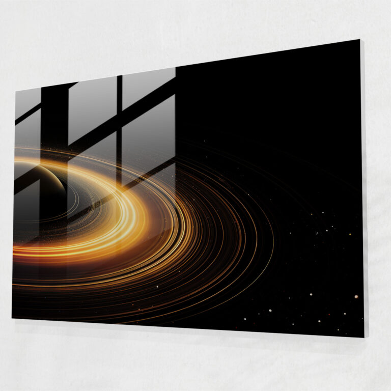 Saturn Digital Glass Print - Earth, Contemporary, Saturn, Modern Art