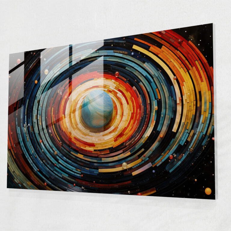 Saturn Mosaic Glass Print - Earth, Abstract, Saturn, Vibrant Colored Glass Pieces