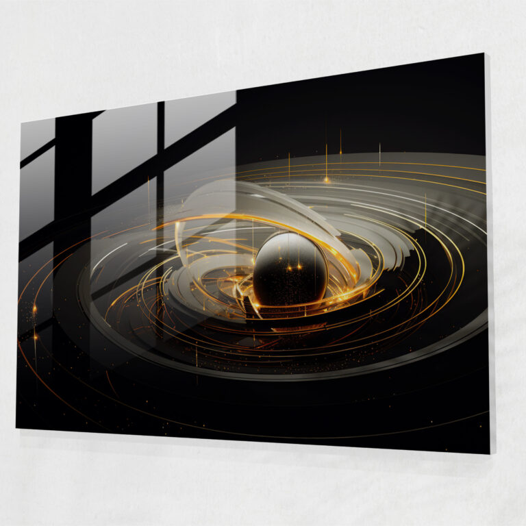 Saturn Glass Wall Art - Abstract Geometric Design - Earth, Glass Wall Art, Geometric Shapes, Wall Decoration