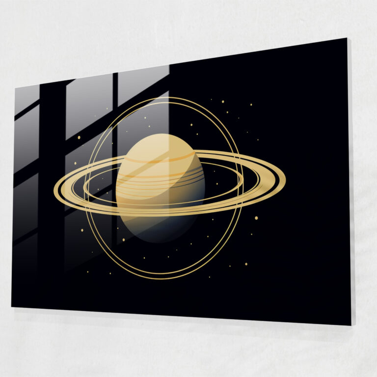 Saturn Glass Wall Art - Minimalist Silhouette - Earth, Saturn, Home Decoration, Glass Art