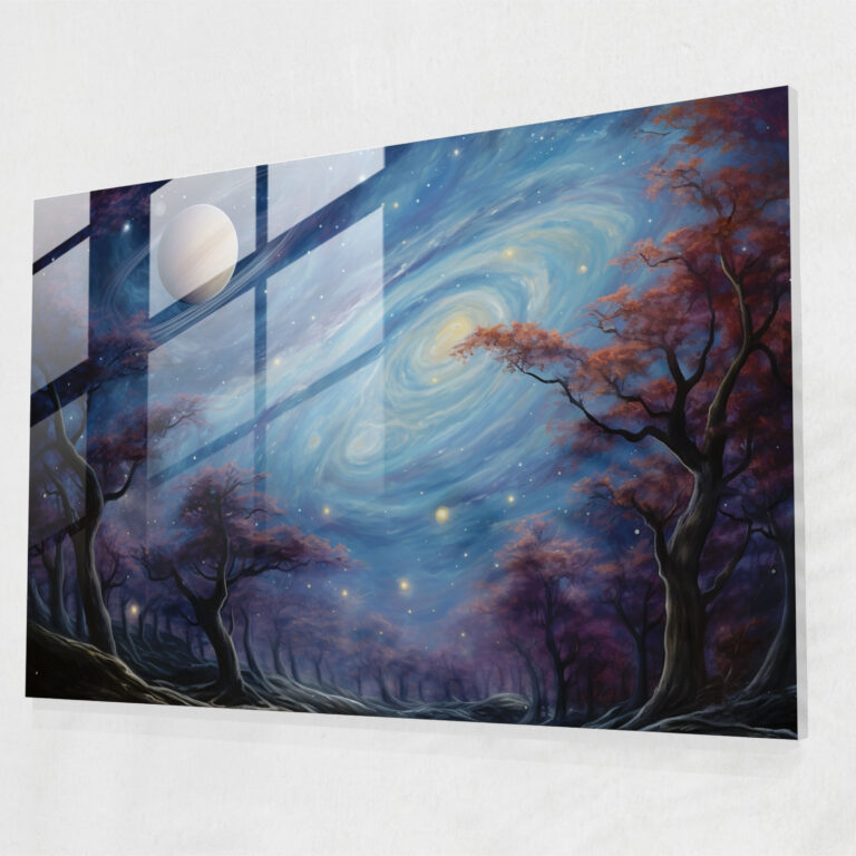 Celestial Glass Wall Art - Earth, Stars, Jupiter, Modern Art