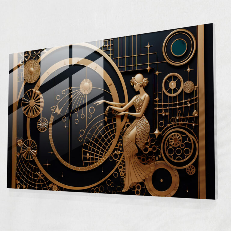 Art Deco Glass Print Of Jupiter - Earth, Jupiter, Home Decoration, Art Deco