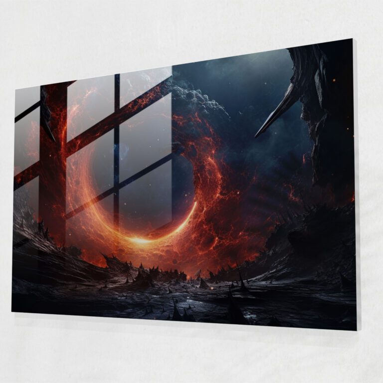 Mysterious Black Hole Glass Print - Earth, Interstellar Scene, Glass Art, Devouring Celestial Bodies