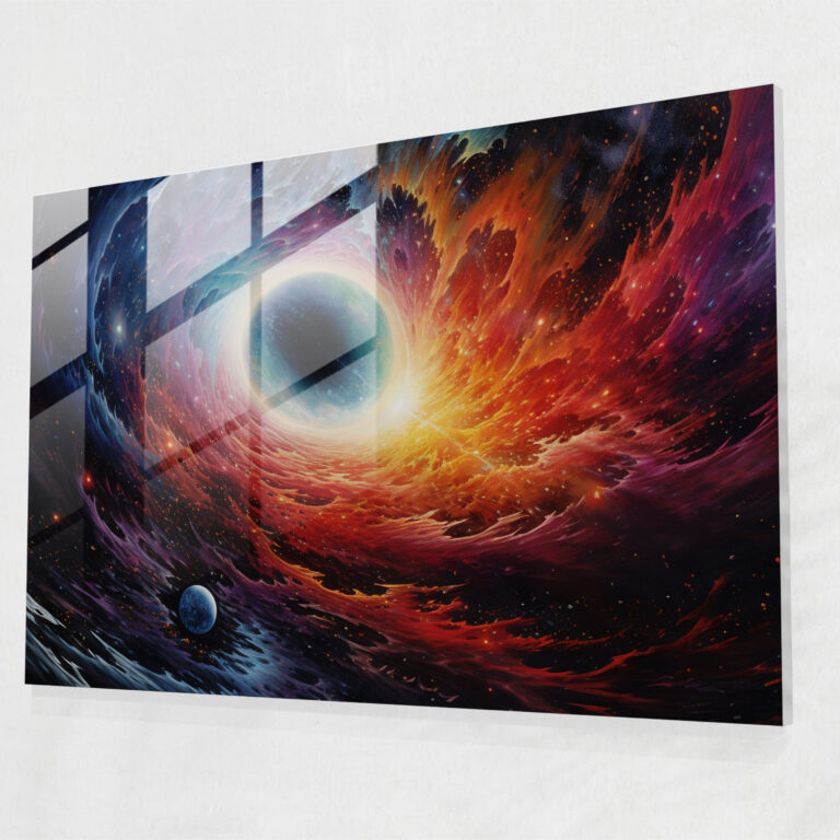 Vibrant Black Hole Glass Print - Earth, Modern Art, Glass Wall Art, Wall Decoration