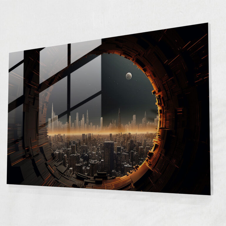Futuristic Black Hole Glass Print - Earth, Sucked Into A Black Hole, Home Decoration, Black Hole