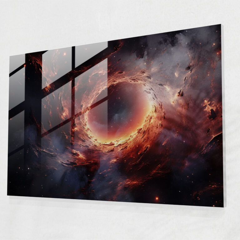 Cosmic Black Hole Glass Print - Earth, Black Hole, Vibrant Colors, Glass Art