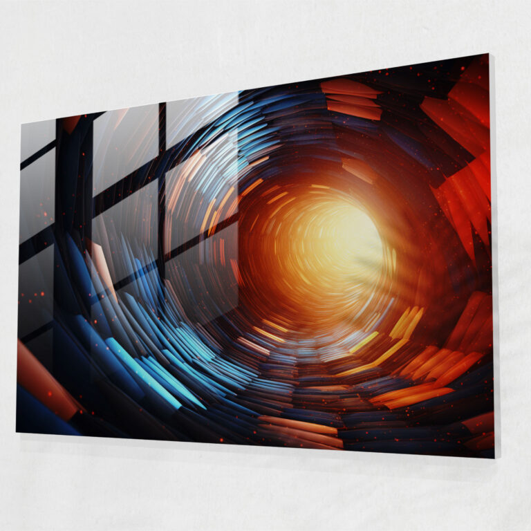 Distorted Space-Time Glass Print - Earth, Black Hole, Glass Art, Subtle Color Palette