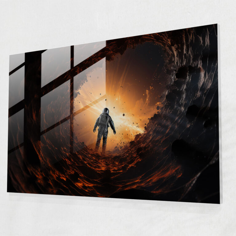 Astronaut Black Hole Glass Print - Earth, Astronaut, Glass Print, Event Horizon