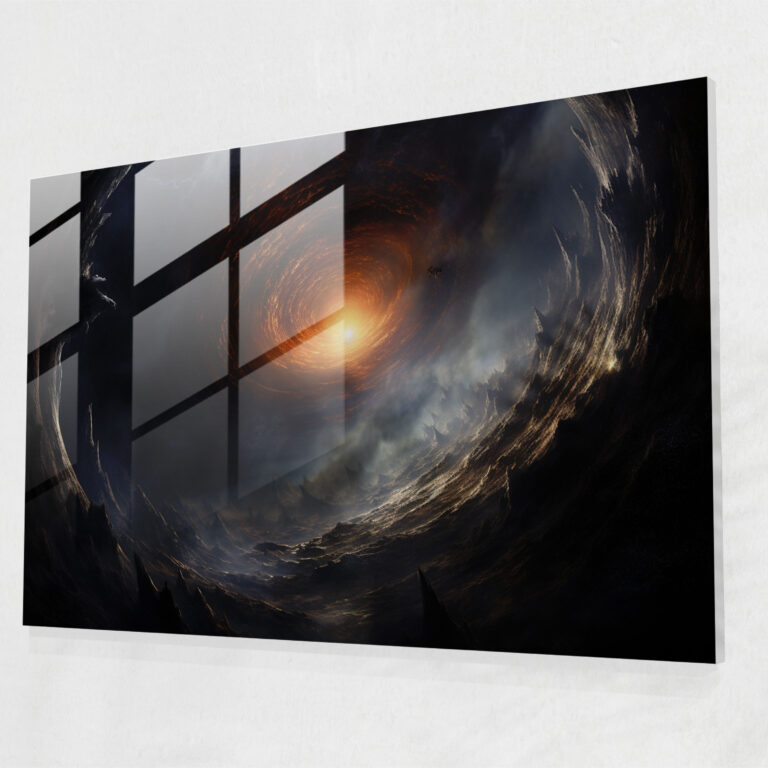Interstellar Black Hole Glass Print - Earth, Vivid Colors, Modern Art, Glass Wall Art