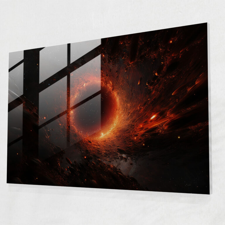 Singularity Glass Print - Earth, Subtle Textures, Wall Decoration, Black Hole