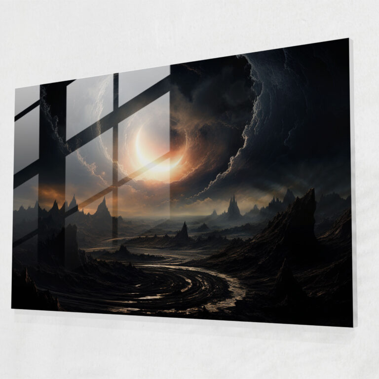 Celestial Black Hole Glass Print - Earth, Focal Point, Glass Wall Art, Celestial Scene
