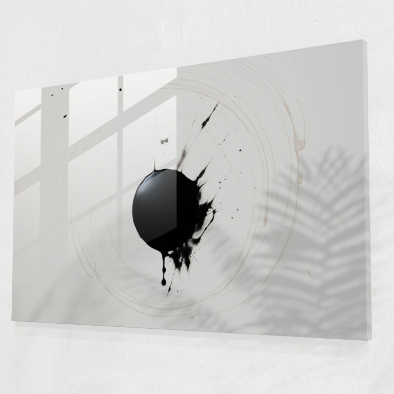 Minimalistic Black Hole Glass Print - Earth, Modern Art, Painting, Glass Art