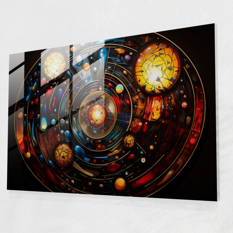 Cosmic Stained Glass Print - Earth, Glass Print, Wall Decoration, Intricate