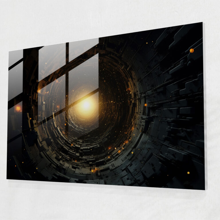 Fractal Black Hole Glass Print - Earth, Glass Print, Glass Wall Art, Abstract Fractal