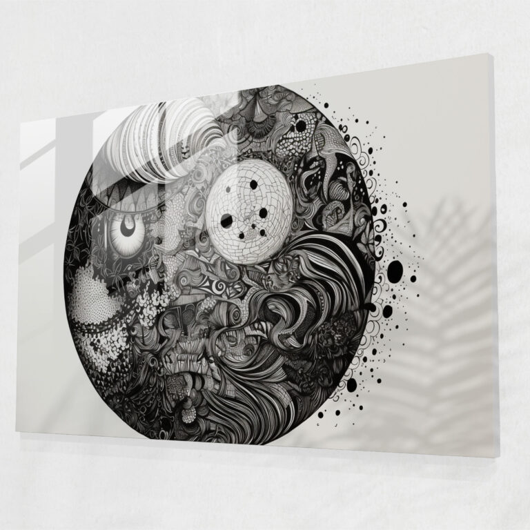Minimalist Planets Glass Print - Earth, Intricate Patterns, Minimalist, Ink Sketch
