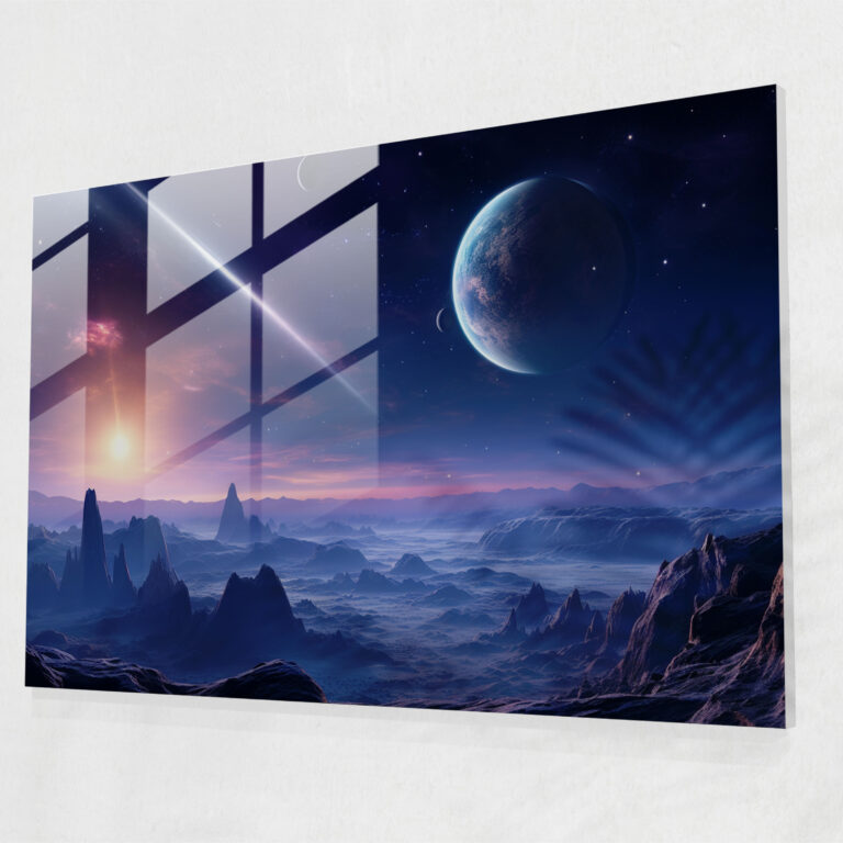 Photorealistic Planets Glass Print - Earth, Universe, Wall Decoration, Photorealistic