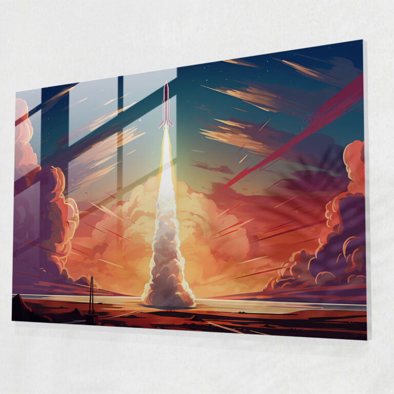Rocket Planets Glass Print - Earth, Distant Planet, Planets, Modern Art