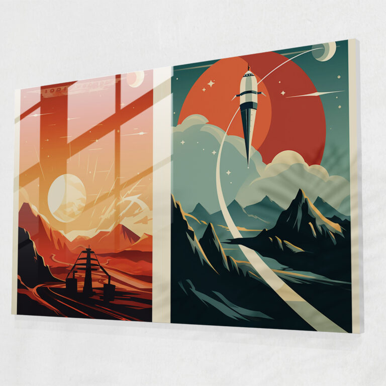 Retro Planets Glass Print - Earth, Wall Decoration, Space Travel, Adventurous