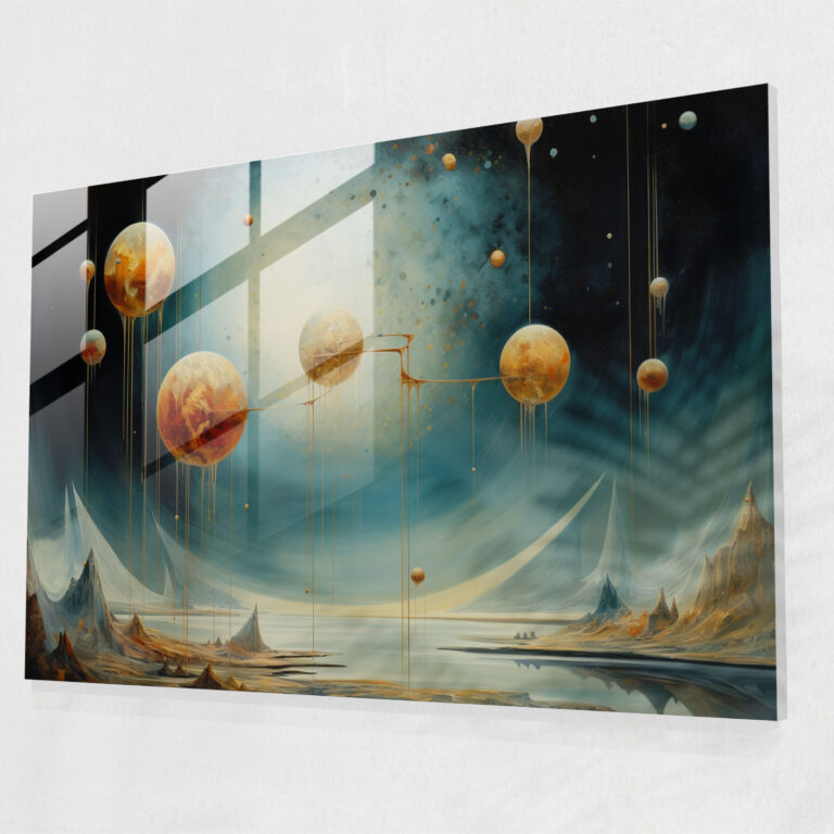 Dreamlike Planets Glass Print - Earth, Glass Wall Art, Dreamlike Atmosphere, Glass Art