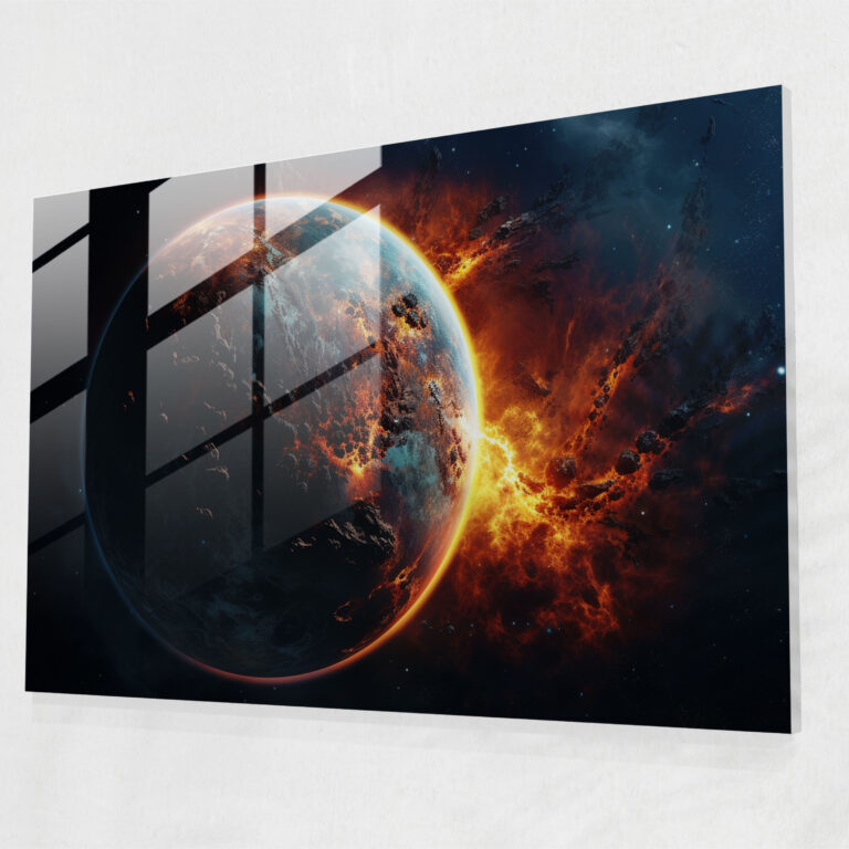 Realistic Planets Glass Print - Earth, Planets, Glass Wall Art, Realistic Digital Painting