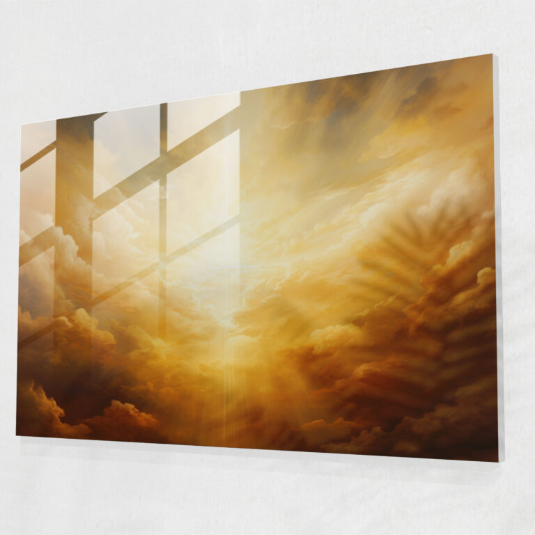 Abstract Glass Print - Sun Rays Breaking Through Clouds - Earth, Clouds, Glass Wall Art, Glass Print