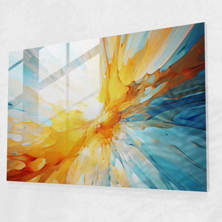 Abstract Glass Print - Burst Of Sun In Vibrant Hues - Earth, Modern Art, Sun, Home Decoration