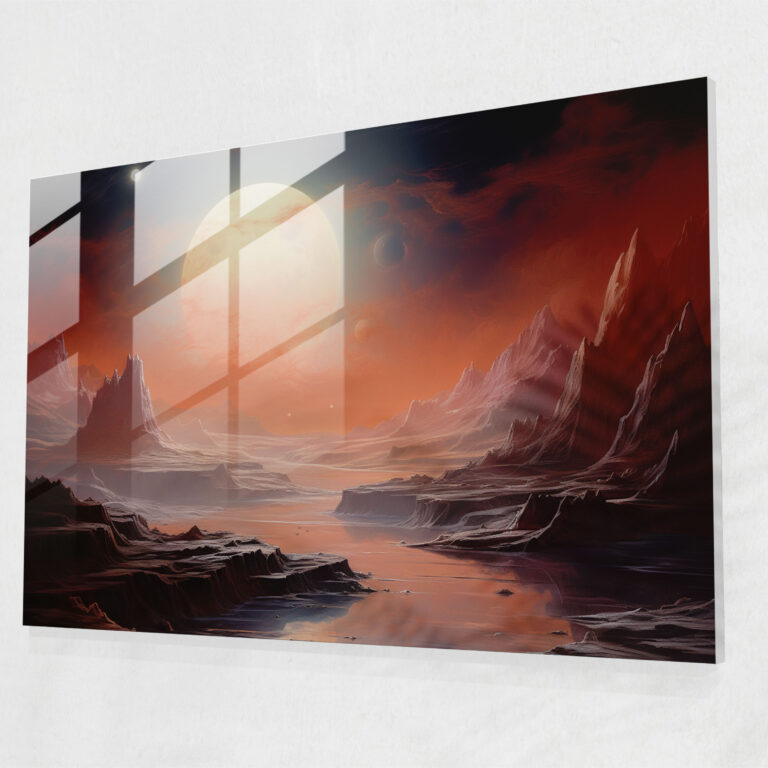 Io Serenity Glass Print - Earth, Serene Landscape, Home Decoration, Oil Painting On Canvas