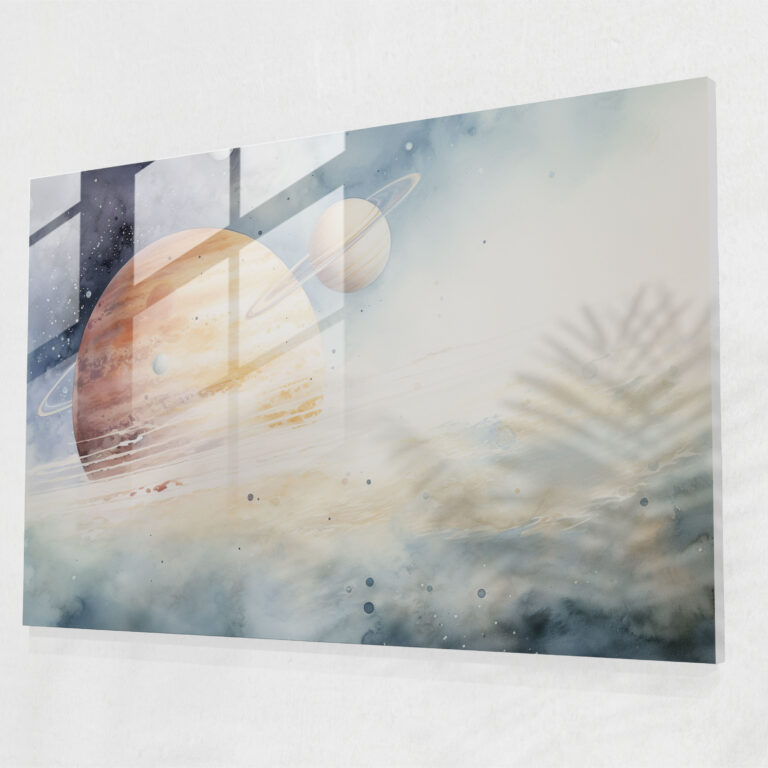 Dreamy Jupiter Glass Wall Art - Earth, Watercolor Painting, Modern Art, Dreamy Depiction