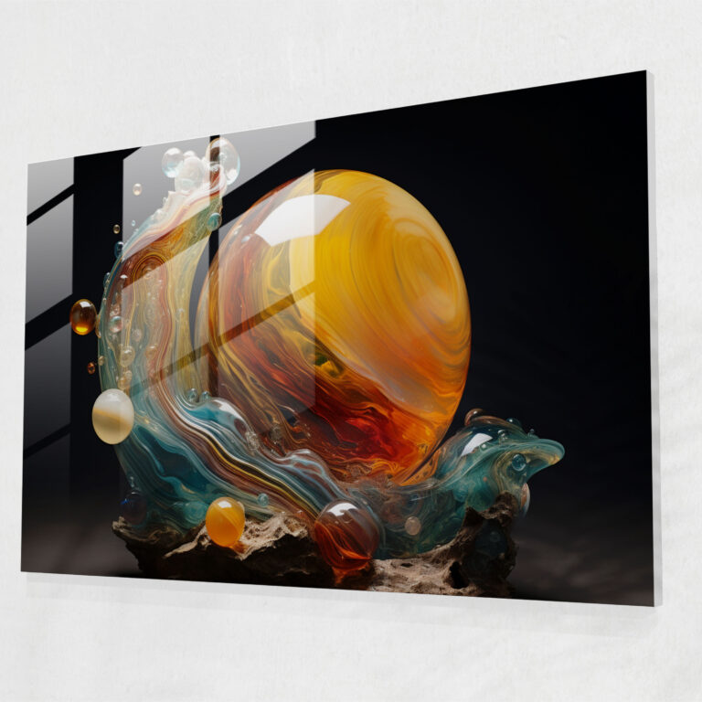 Jupiter Atmosphere Glass Art - Earth, Melted Glass Sculpture, Glass Wall Art, Modern Art