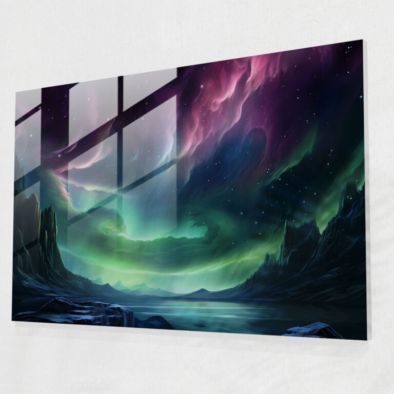 Jupiter Aurora Glass Print - Earth, Glass Wall Art, Jupiter, Otherworldly Depiction
