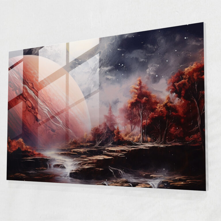Jupiter Landscapes Glass Print - Earth, Photography And Painting, Modern Art, Jupiter