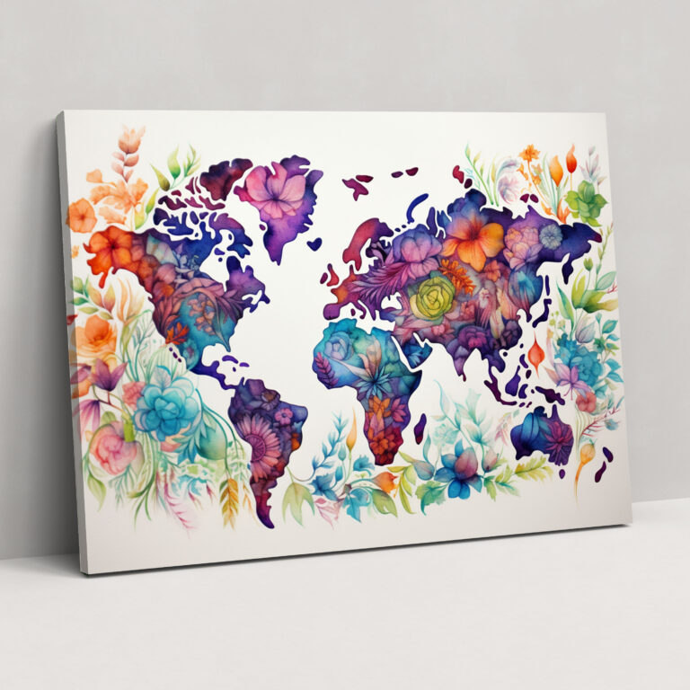 World Wall Art - Earth, Wall Decoration, Watercolor Illustration, Canvas Print