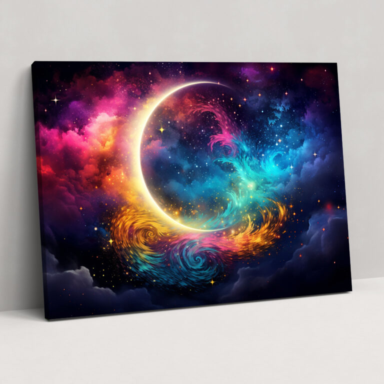 Stellar Moon Canvas Print - Earth, Cosmic, Moon, Digital Art