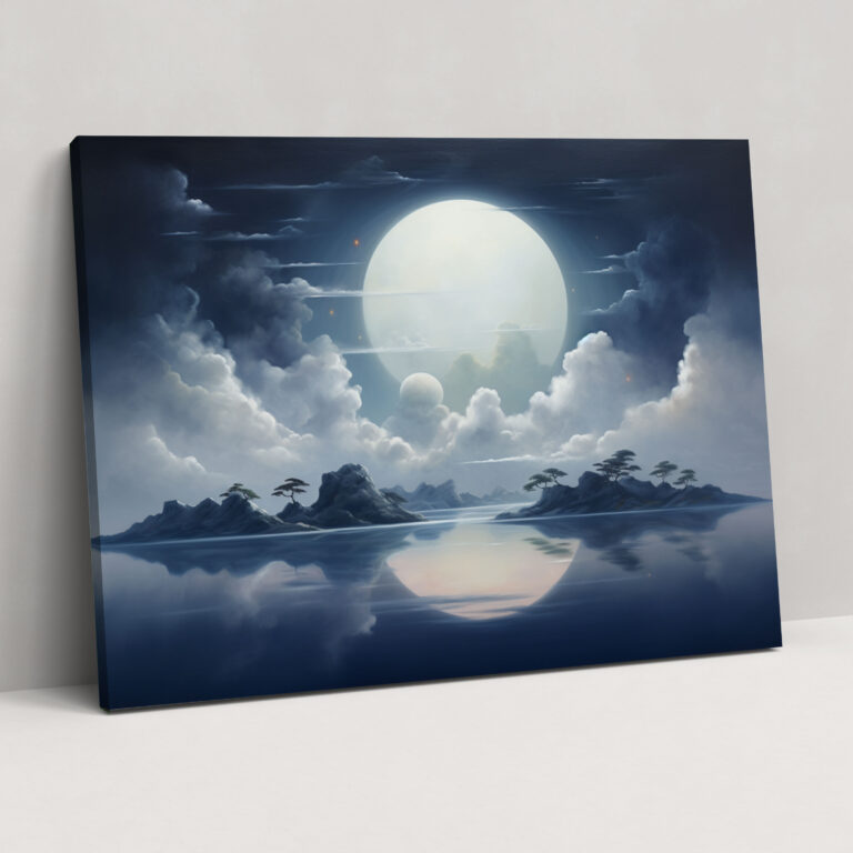 Dreamscape Moon Canvas Print - Earth, Surreal, Floating Islands, Wall Art