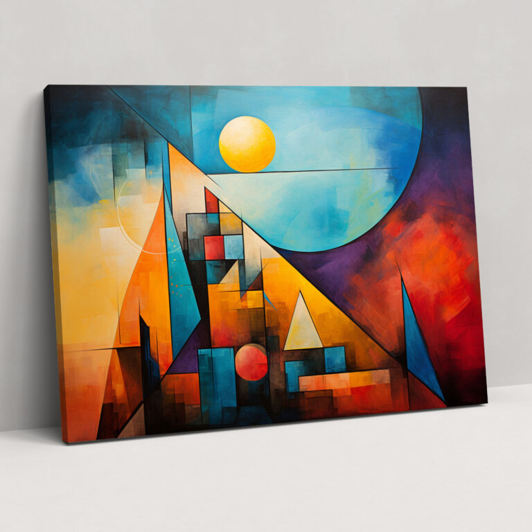 Luminous Geometry Canvas Print - Earth, Triangles, Moon, Home Decoration
