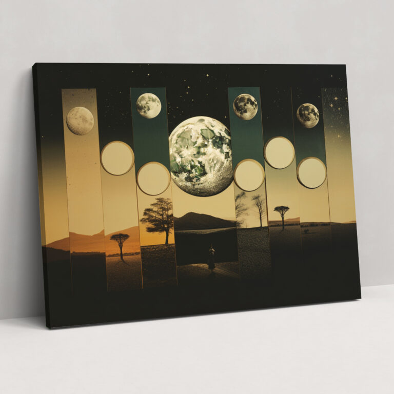 Vintage Moon Phases Wall Art - Earth, Canvas Wall Art, Home Decoration, Canvas Print