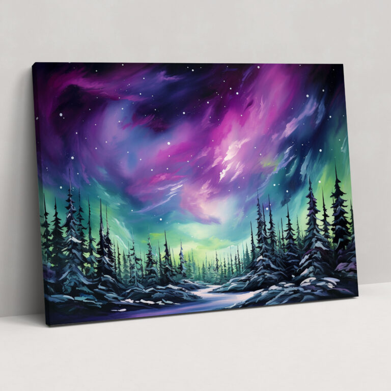 Aurora Borealis Galaxy Canvas Print - Earth, Home Decoration, Wall Decoration, Vibrant