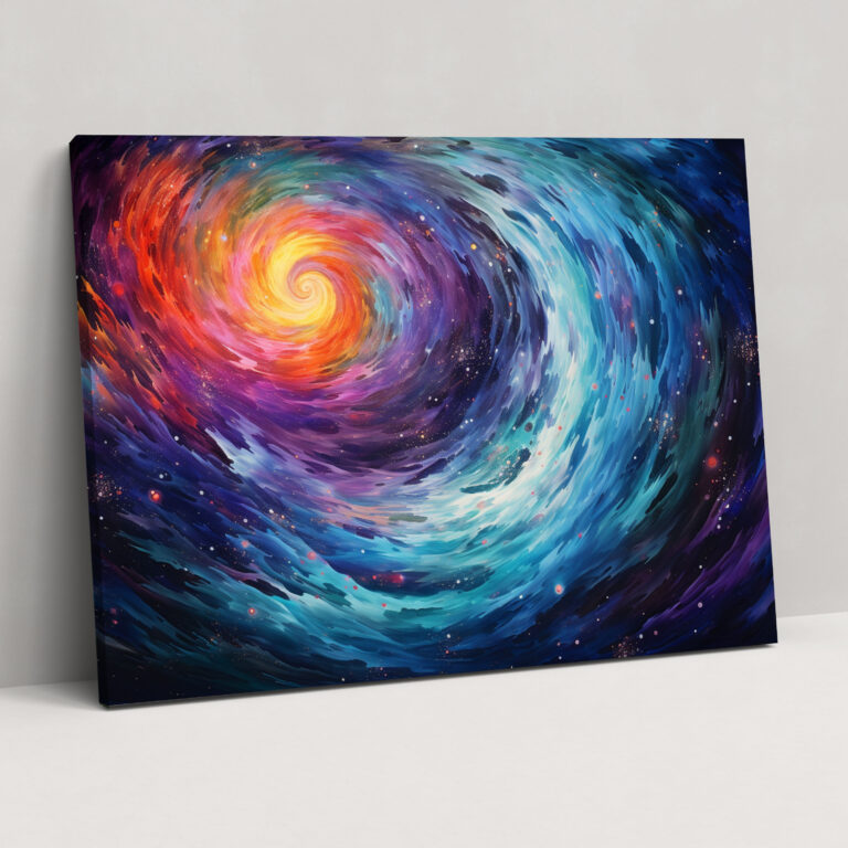 Galaxy Abstract Canvas Print - Earth, Home Decoration, Abstract Galaxy Painting, Swirling Patterns