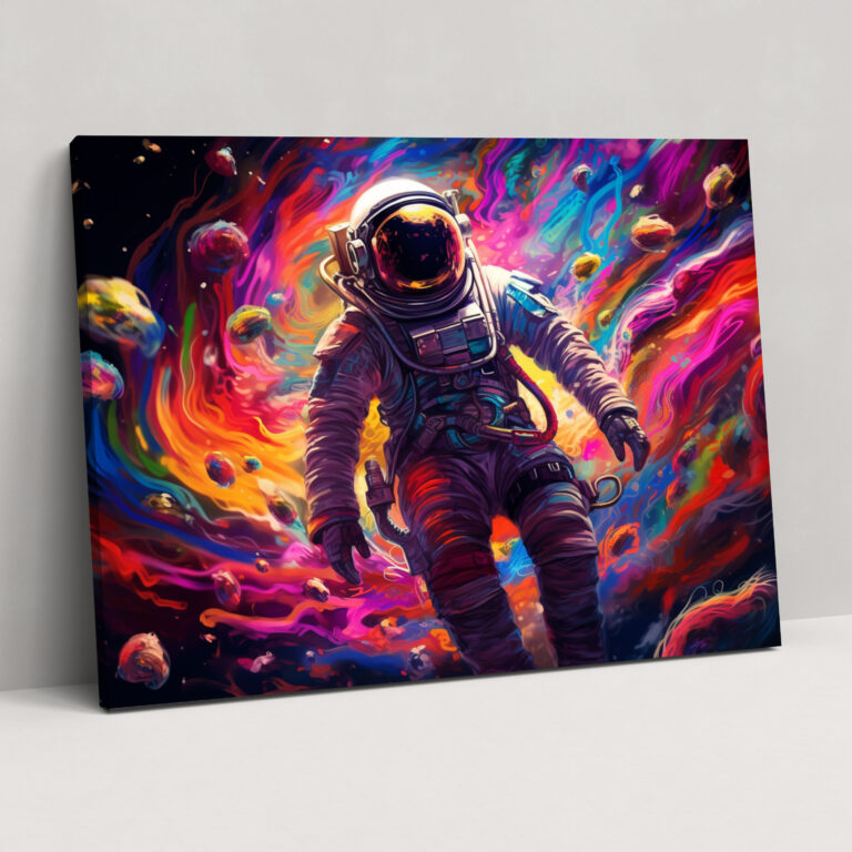 Astronaut In Galaxy Wall Art - Earth, Wall Decoration, Canvas Wall Art, Floating Astronaut