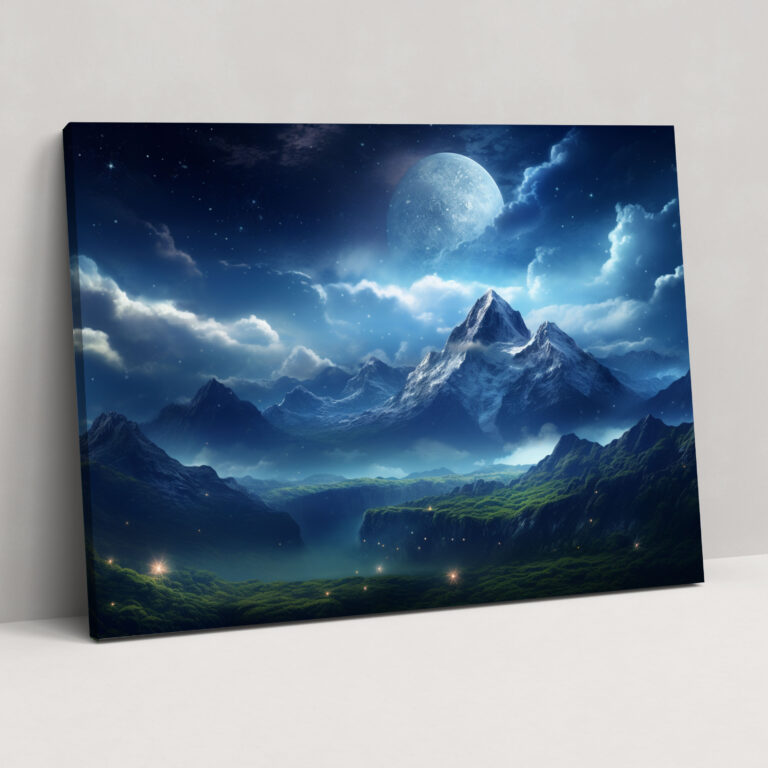 Milky Way Mountain Canvas Print - Earth, Realistic, Canvas, Mountain Landscape
