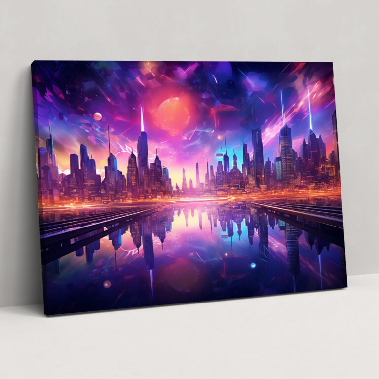 Futuristic Galaxy Wall Art - Earth, Canvas, Colorful Glow, Galaxy