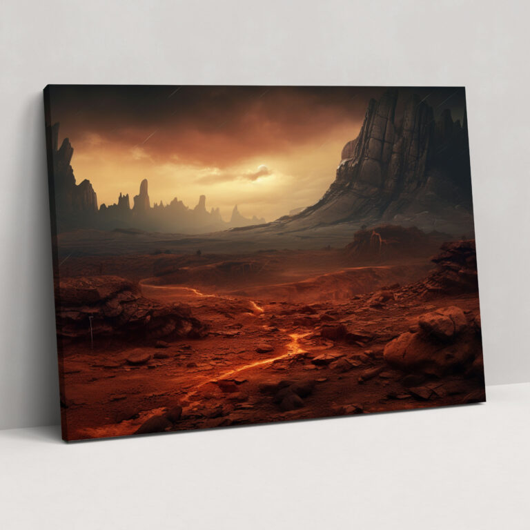Mars Wall Art - Realistic Martian Landscape Canvas Print - Earth, Wall Decoration, Dusty Atmosphere, Wall Art