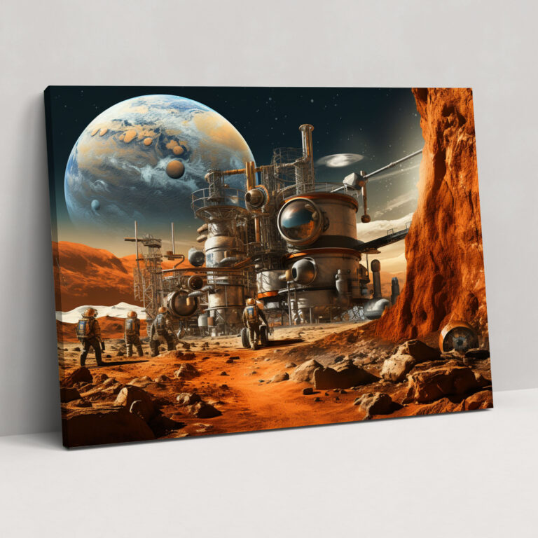 Mars Wall Decoration - Collage Artwork Canvas Print - Earth, Canvas Wall Art, Mars Exploration, Home Decoration