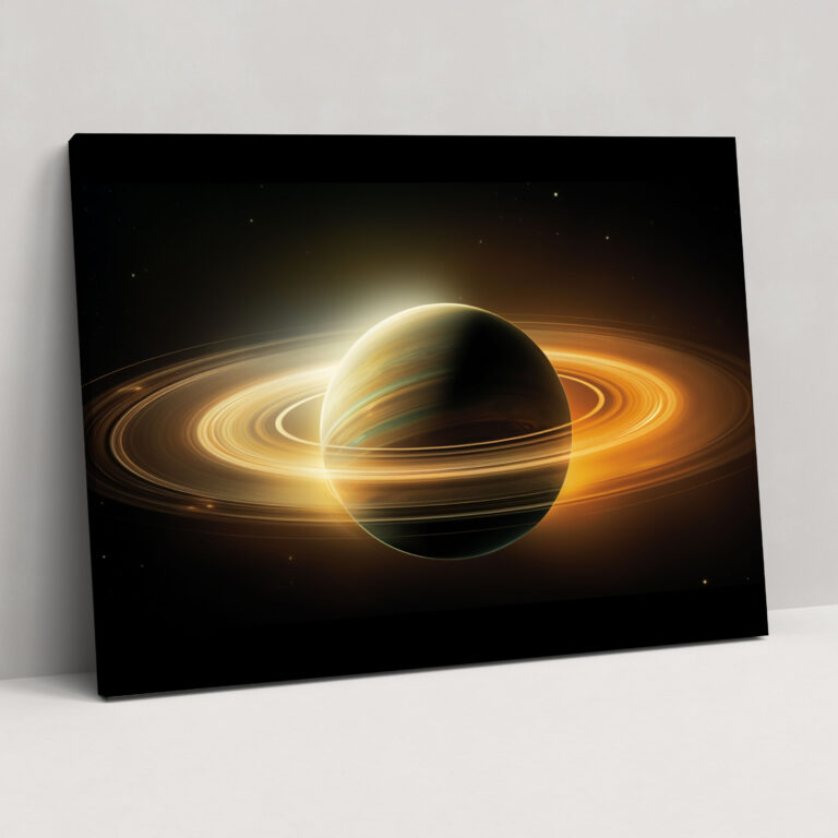 Majestic Saturn Canvas Print - Earth, Majestic Rings, Realistic Digital Painting, Canvas Print
