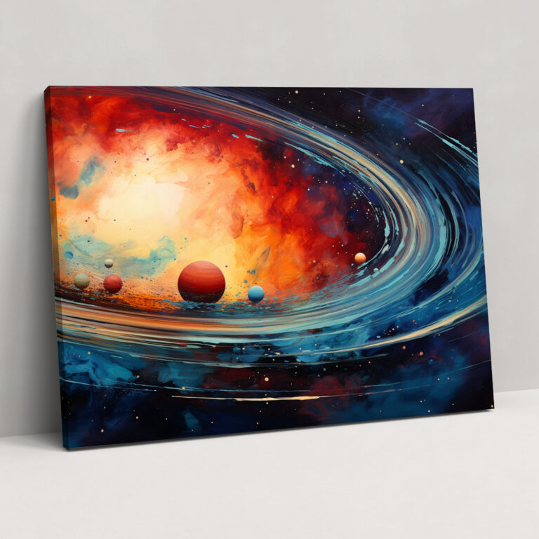 Saturn Canvas Print - Earth, Space Enthusiasts, Saturn's Rings, Abstract Painting