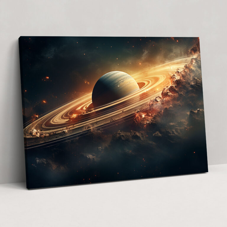Saturn Fantasy Canvas Print - Earth, Home Decor, Intricate Details, Merging Reality And Fantasy